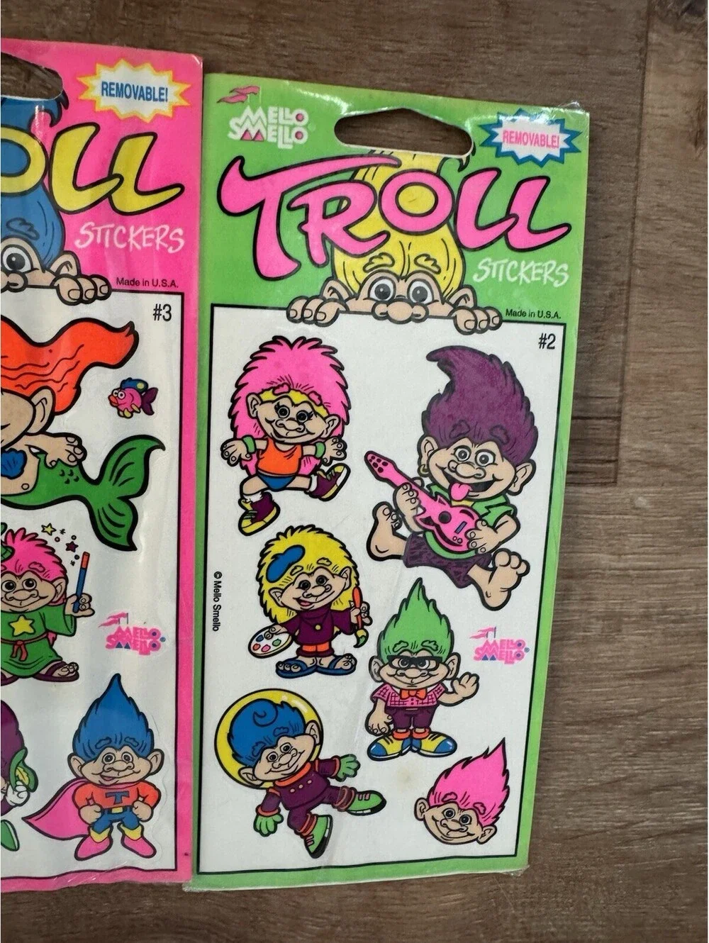 Vintage Mello Smello Troll Stickers Complete Set #1-4 Sealed Neon 4 Packs